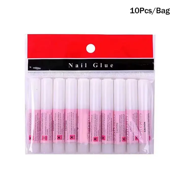 Colle à ongles Super forte, 2g, 10 pièces/sac, pour faux ongles, en acrylique, à pression, décoratio