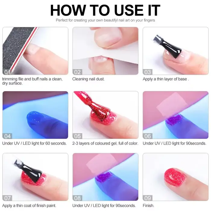 Kit de Verhéritage à Ongles Gel Acrylique N64.Set avec Lampe UV LED