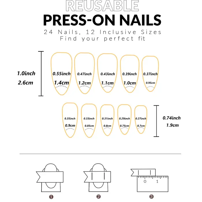 24 faux ongles bleus en forme de ballerine