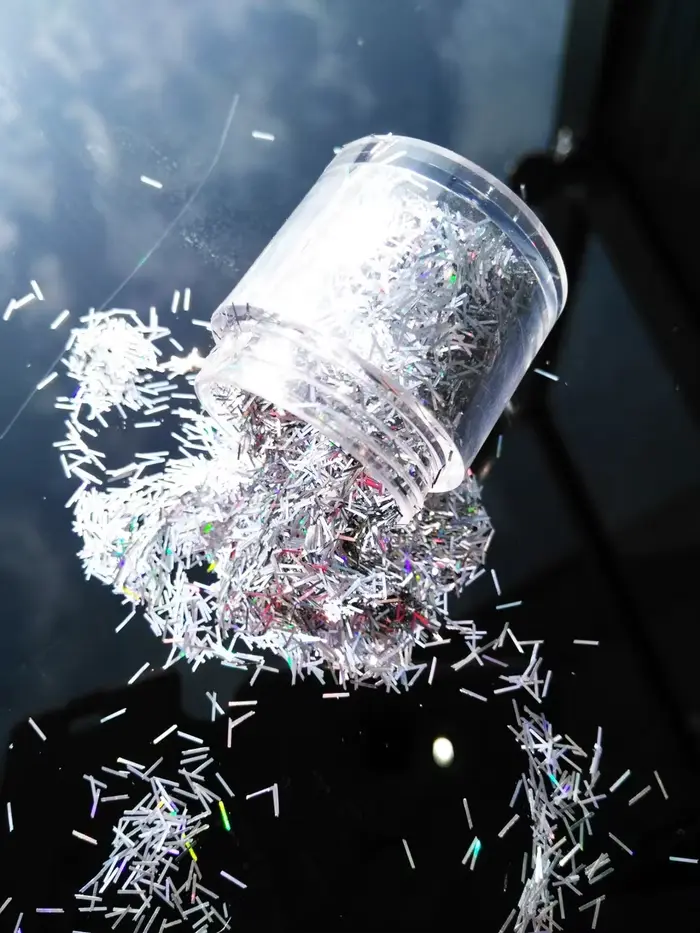 1 boîte de paillettes à rayures colorées blanches AB