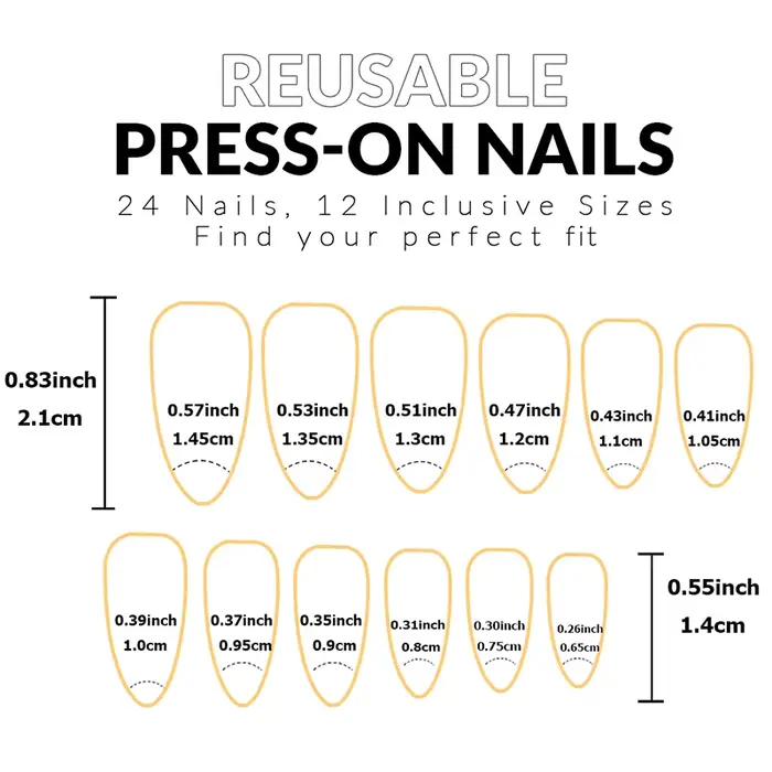 96 faux ongles en acrylique courts en forme d'amande