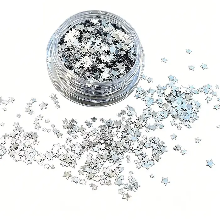 Paillettes argentées pour la décoration des ongles, paillettes brillantes pour ongles, paillettes ar