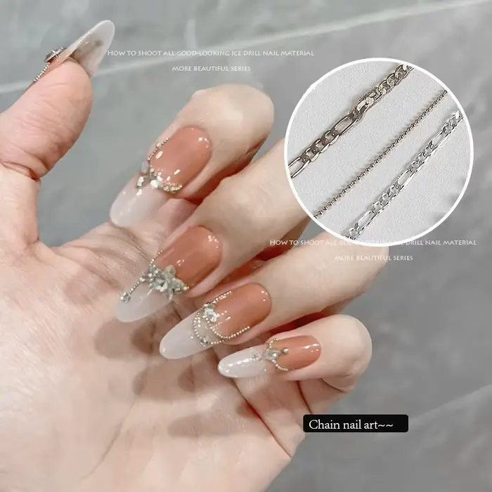 Chaînes à ongles or argent perles de pierre