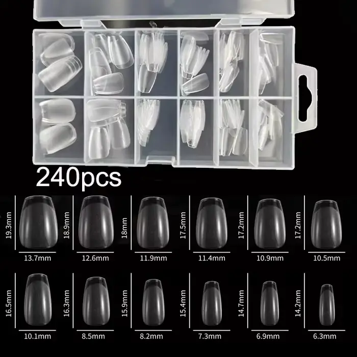 240 pièces/boîte semi-mat XXS amande ongles conseils couverture complète Gel doux faux