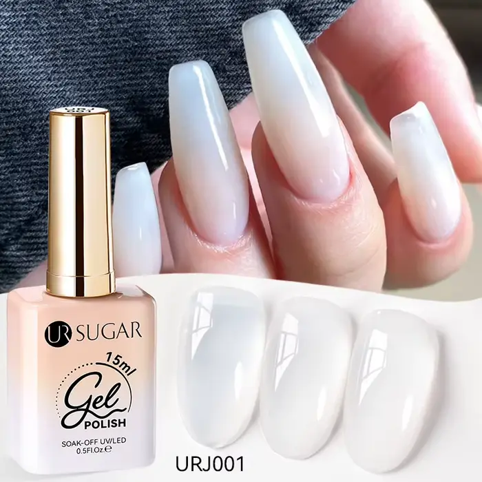 UR SUGAR 15ml Gel UV Transparent Rose Nude Effet Glacé pour Ongles