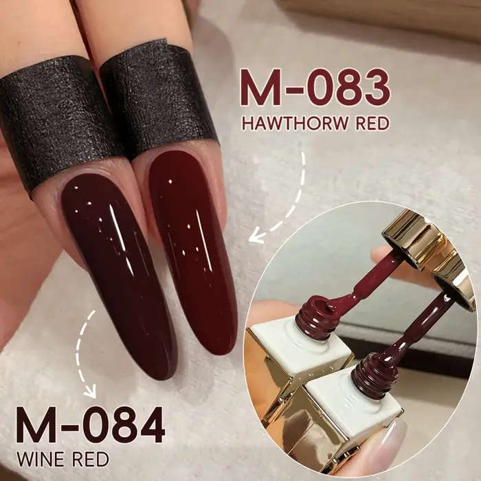 Vernis à ongles Gel rouge vin et rouge aubépine