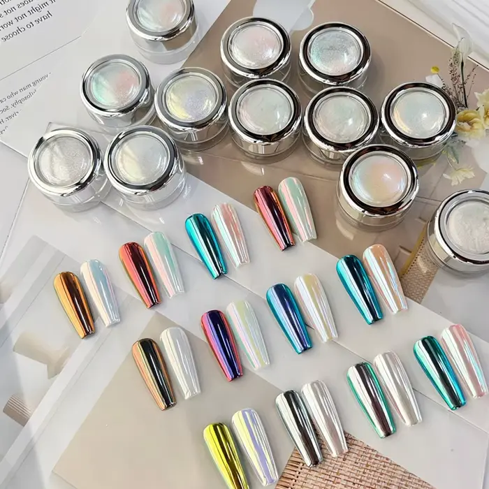 Aurora brillant Super paillettes pour ongles bricolage poudre chromée frottant Fine manucure décoration