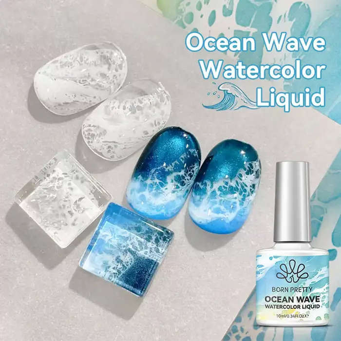 Vernis à ongles gel 10ml Blanc Effet Vague Océanique, Gel à ongles blanc effet aquarelle liquide pou