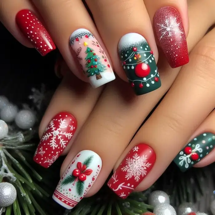Faux ongles mi-longs pour fête de noël