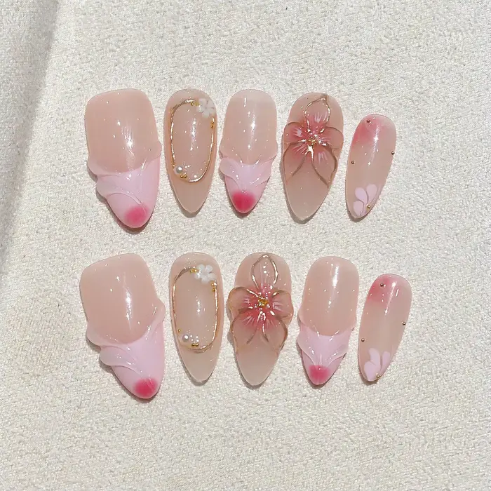 Kit de 10 faux ongles press-on faits main