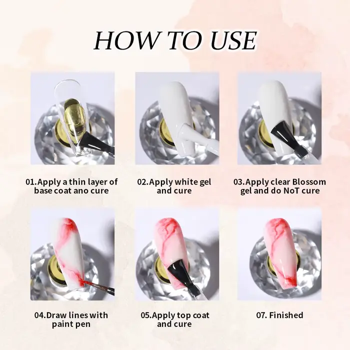 6 pièces/ensemble Gel fleuri 15ml vernis Gel aquarelle clair pour effet d'épandage marbre tremper UV LED Gel