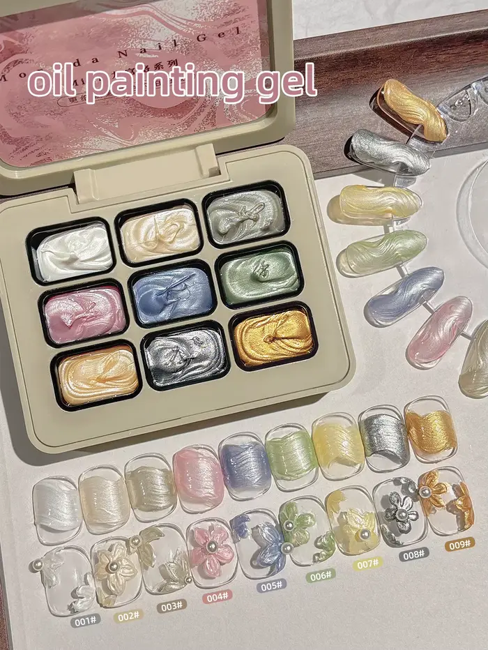 9 grilles crème nacrée peinture à l'huile Gel solide Nail Art Pigment conceptions pour manucure bricolage-zhu guang nai vous hua jiao