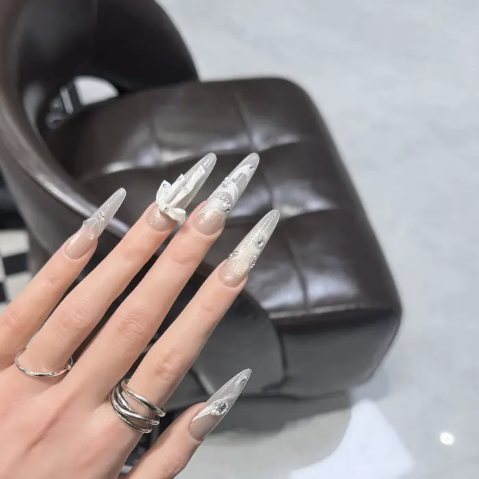 Faux ongles français imprimé léopard