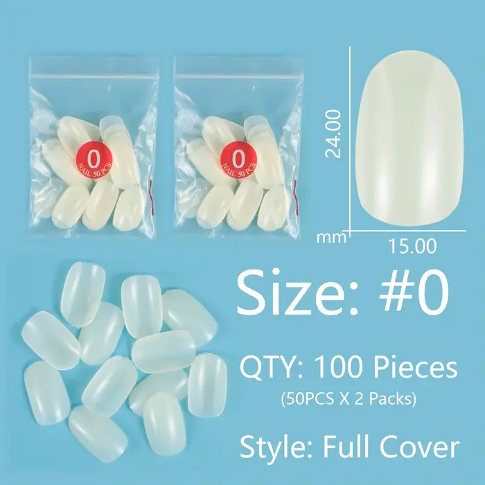 Faux ongles de taille unique, 100 pièces, forme ronde moyenne, 10 tailles disponibles, couverture co