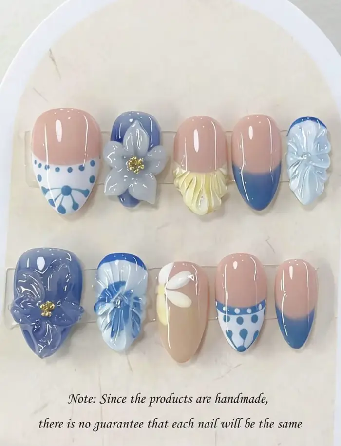 10 faux ongles faits à la main en forme d'amande