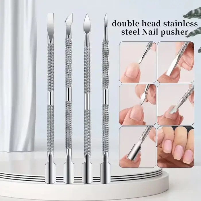 Kit de quatre pièces pour éliminer la peau morte et les saletés des ongles, avec gel double tête pou