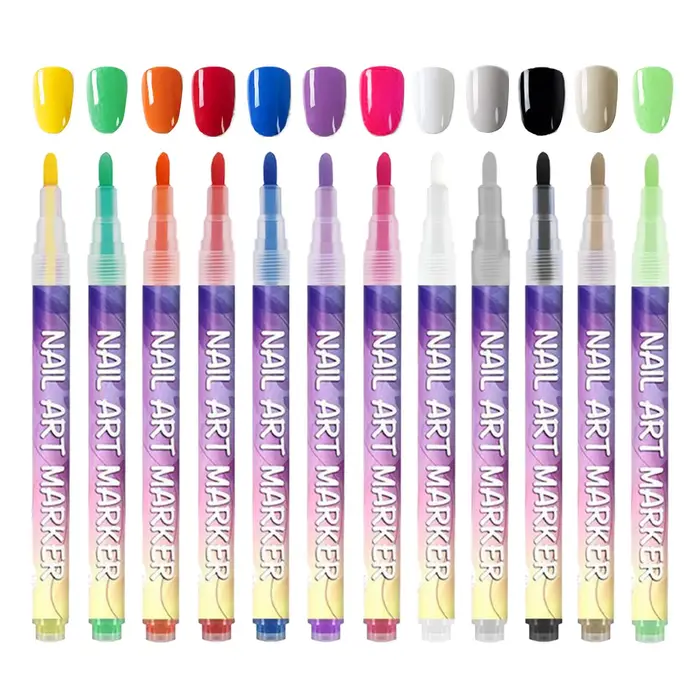 12 pièces Nail Arts dessin Graffiti vernis à ongles imperméable peinture Liner stylo bricolage 3D lignes abstraites