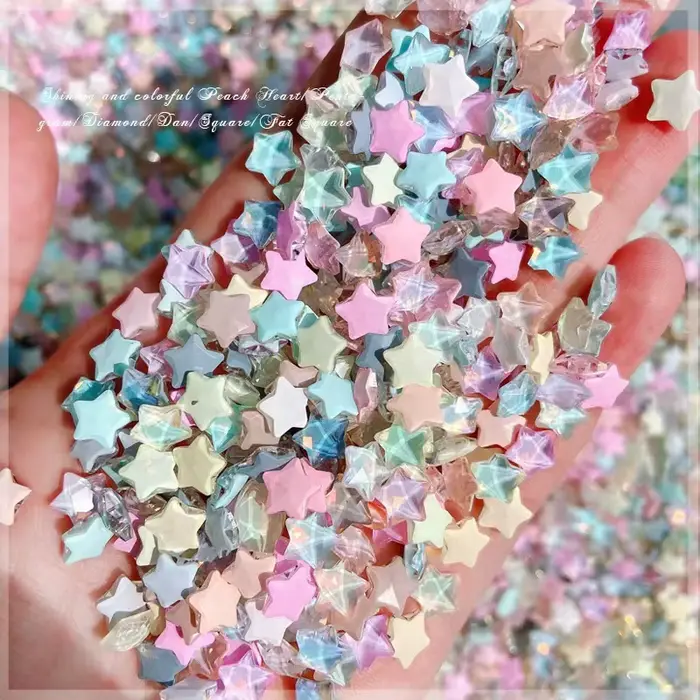 Breloques étoiles Mocha en forme de cœur, 3MM, mini strass 3D pour ongles, pierres précieuses coloré