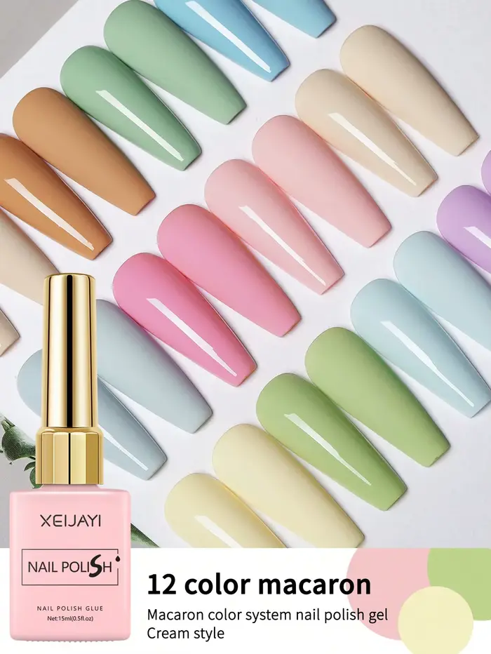 Ensemble de vernis gel couleur Macaron 2025 – 12 nuances tendance