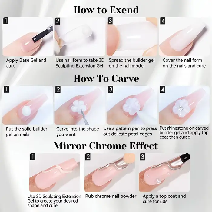 NICOLE DIARY blanc antiadhésif Extension de main Gel vernis à ongles pour 3D façonnage sculpture fle