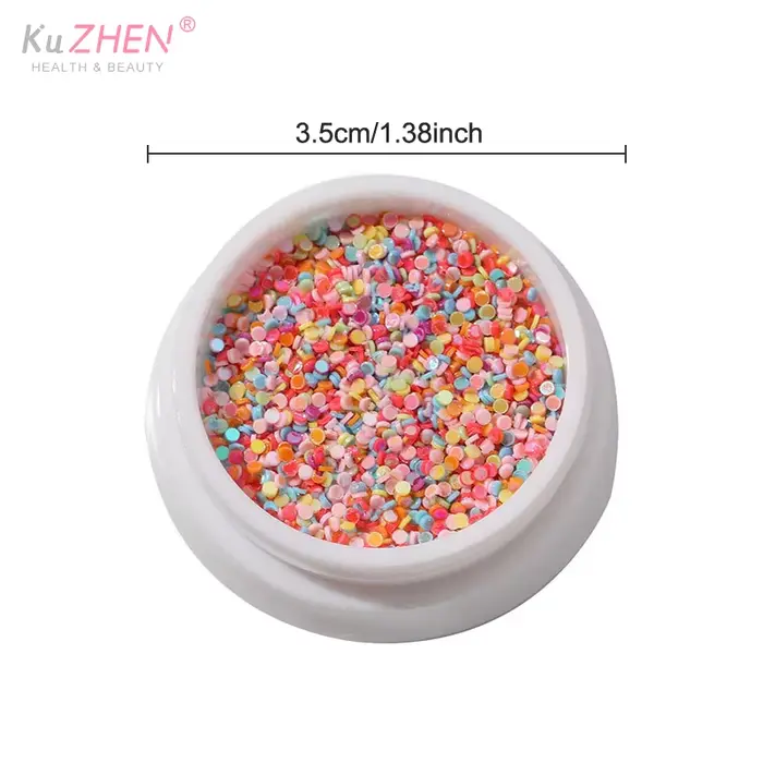 1 boîte de paillettes colorées à pois pour Nail Art