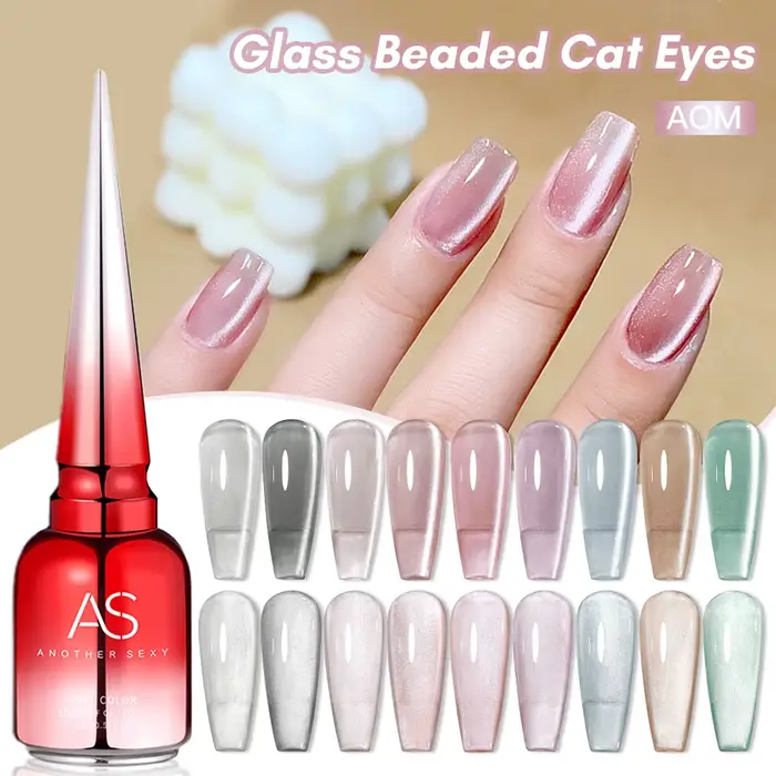 AS 15ml couleur vert menthe chat Gel magnétique vernis à ongles scintillant paillettes Gel