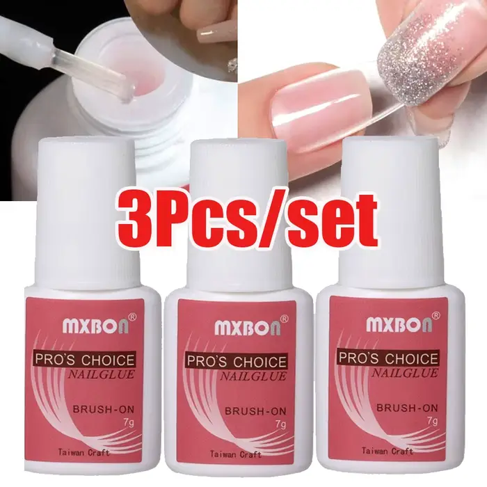 Colle à ongles à séchage rapide, 7g x 3 pots/ensemble, colle Super forte pour faux ongles et strass 