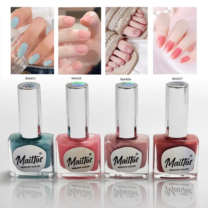 12mlx4 [428/437/451/464] Vernis à ongles à base d'eau rose, nude, pêche, bleu, sans odeur, séchage r