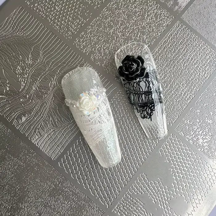 XMQ NAIL ART STAMPING PLATES DESIGNS DE LACE IMAGEPLATES STYLE DENIM TEMPLATÉ