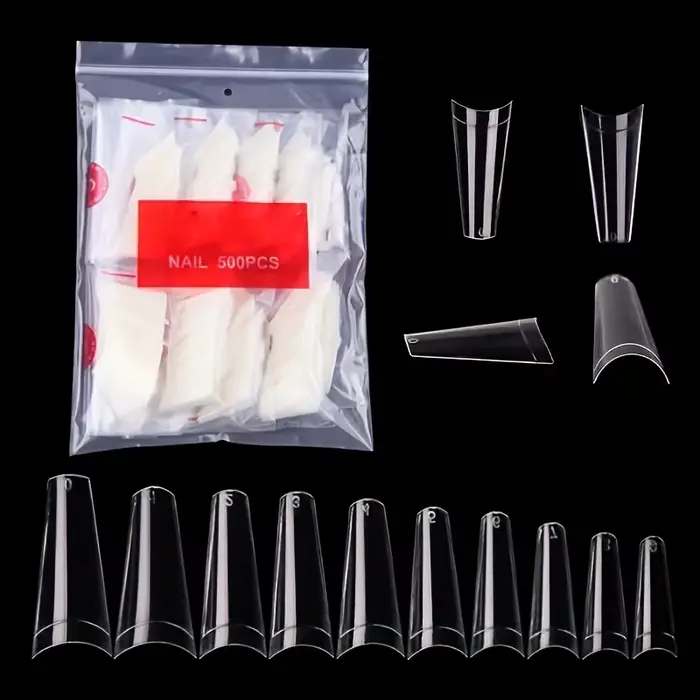 500 pièces faux ongles Art conseils français naturel Transparent cercueil