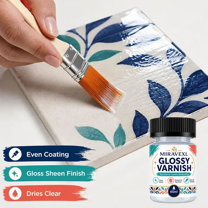MIRAVEXL Vernis brillant de finition, Scellant transparent anti-jaunissement pour peinture acrylique, argile, bois, céramique, peinture sur roche et modèles