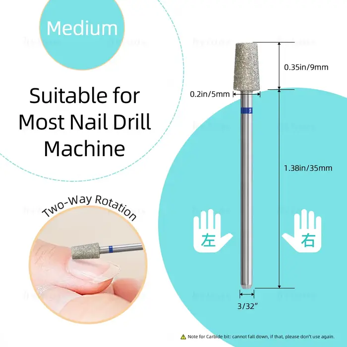 HYTOOS 5 pièces/ensemble forets à ongles diamant russe cuticule propre foret à ongles sécurité profe