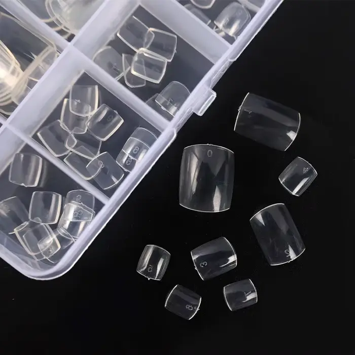 Faux orteils ongles français carré Nature blanc clair