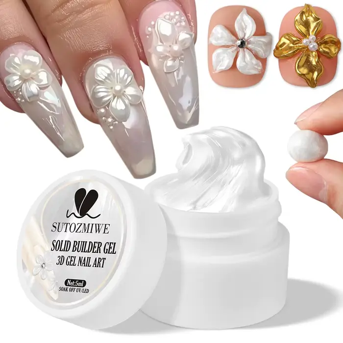 Vernis à ongles Gel solide 3D blanc chromé