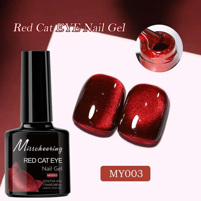 Gel magnétique rouge effet œil de chat pour ongles des orteils