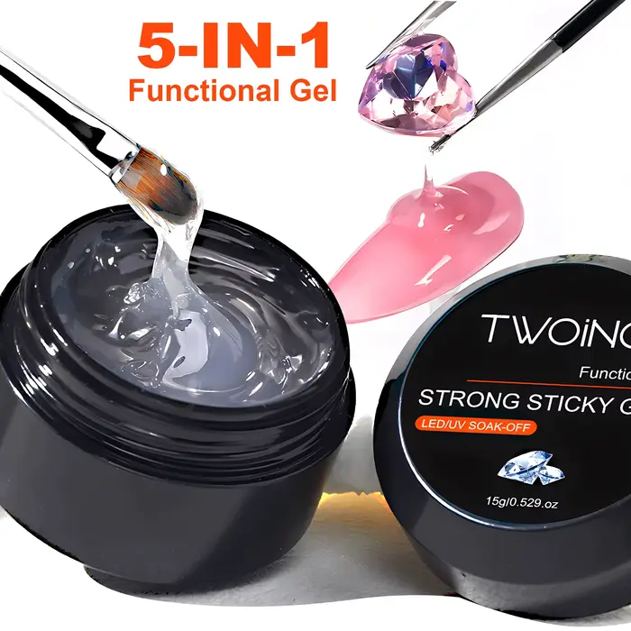 TWOING 8g/15g Gel de colle à ongles collant Super fort pour strass décorations d'art d'ongle sans lingette bricolage gemme adhésif Gel UV fonctionnel