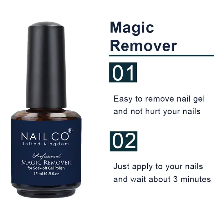 NAILCO 15ml Magic Remover – Dissolvant rapide pour vernis à ongles semi-permanent, gel UV et colle à ongles