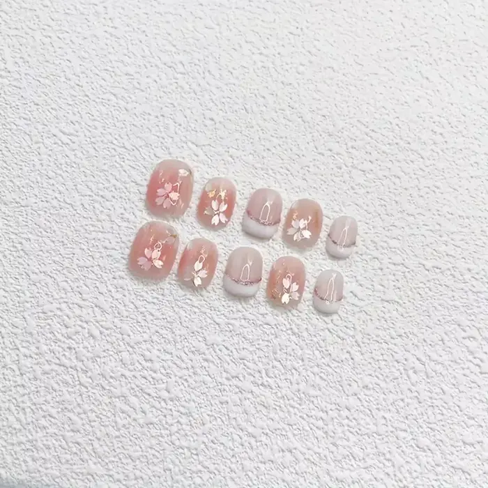 Faux ongles rose doux faits à la main pour femmes et filles