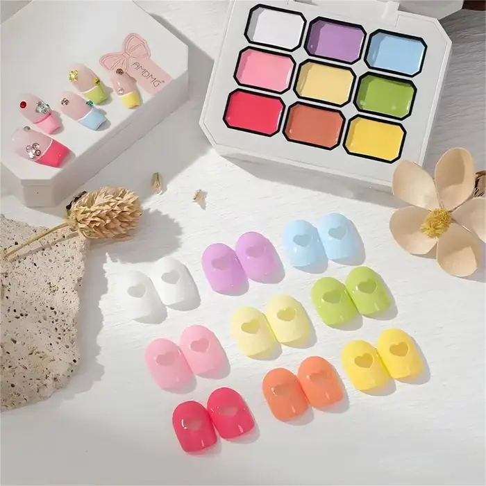 1 pièce de vernis à ongles gel solide 9 couleurs, vernis à ongles gel dégradé haute saturation à cou