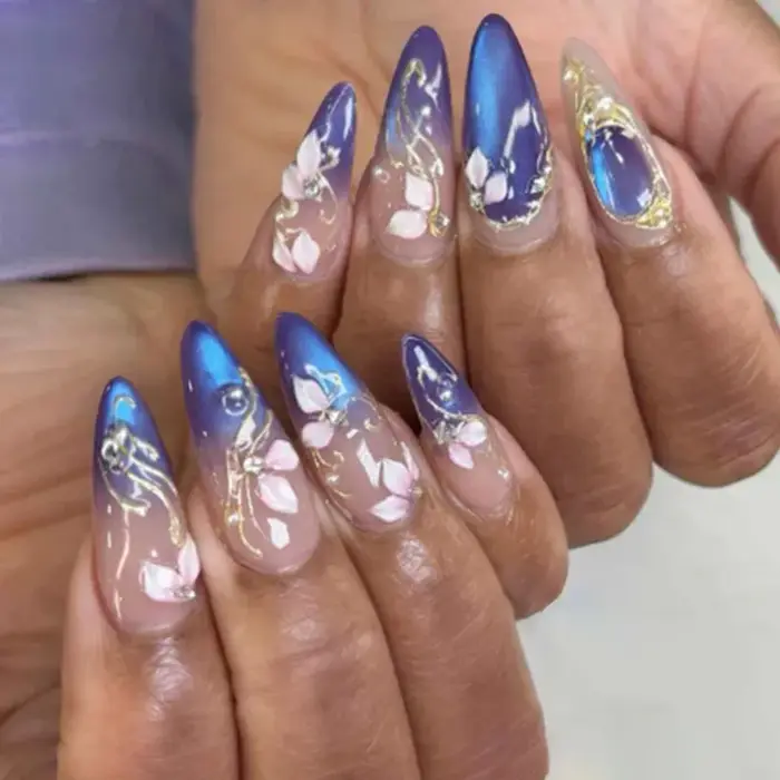 24 faux ongles 3D étoiles et lunes