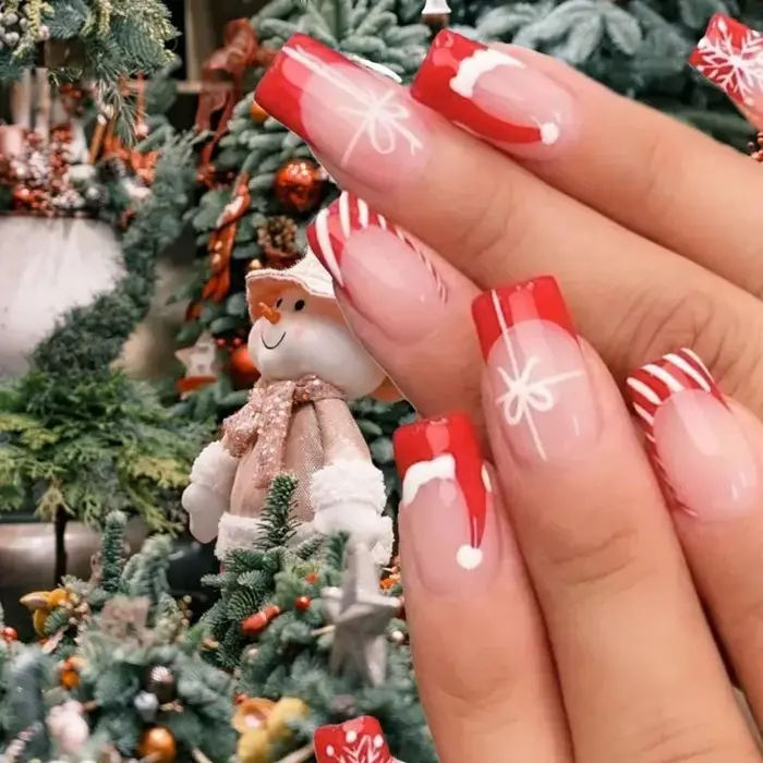 Lot de 24 faux ongles cercueil en acrylique à presser