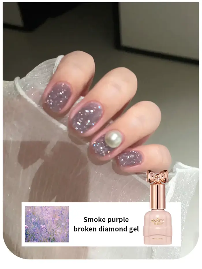 Vernis à ongles Gel diamant écrasé au jasmin, 10ml, paillettes violettes, meilleures ventes, ongles 