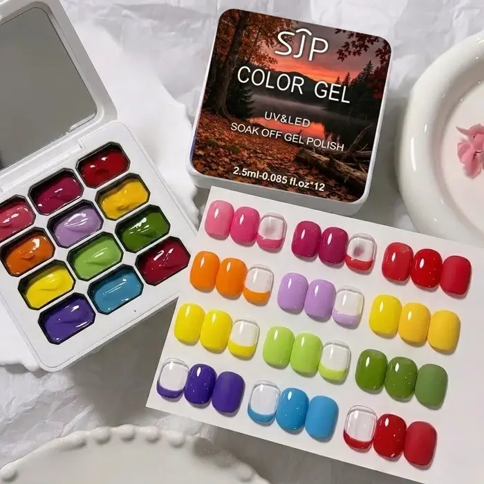 Gel solide pour soins des ongles arc-en-ciel 12 couleurs