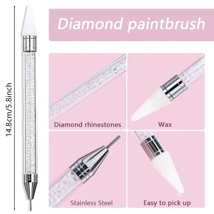 Stylo à points pour ramassage de strass, poignée en cristal, stylo à double extrémité pour perceuse