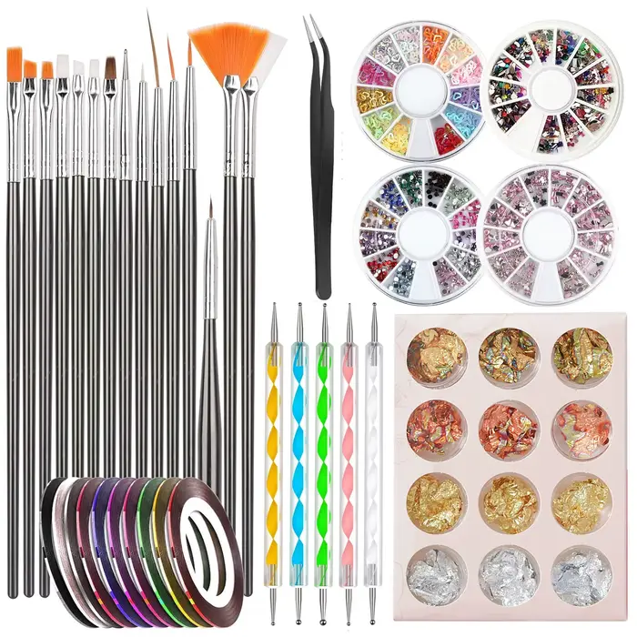 Ensemble professionnel de 36 pinceaux et accessoires pour nail art – Convient aux salons de manucure