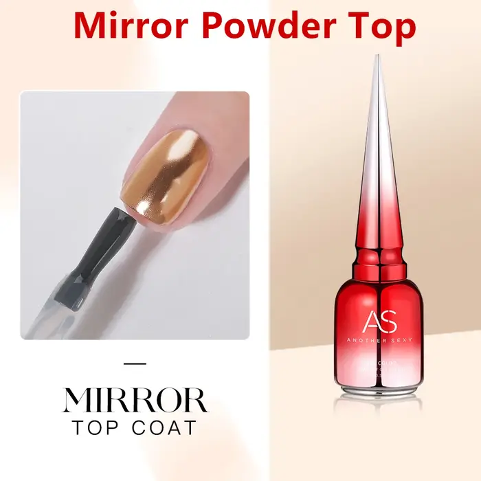 AS 15ml Poudre Effet Miroir Chrome Transparent Gel de Finition pour Ongles Gel Cristal Brillant Sûr et Non Toxique Gel