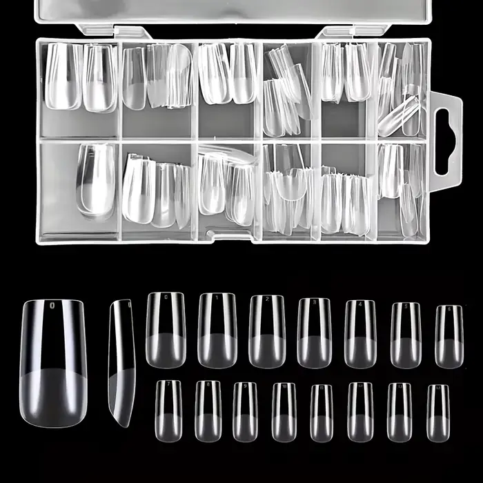 120 pièces pointes d'ongles en acrylique carrées moyennes-moitié mat, pointes de Gel souple pré-form