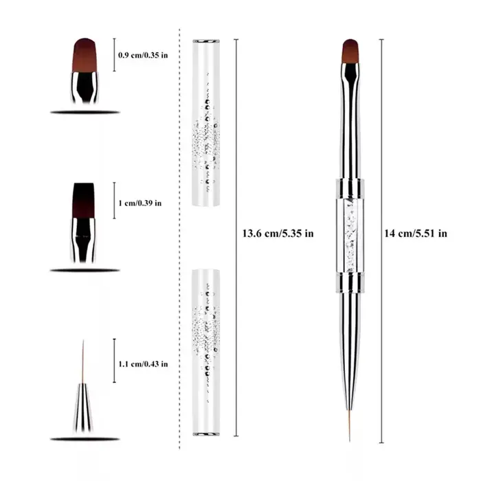 Brosse professionnelle de conception de Construction d'ongles à double extrémité, revêtement de Gel