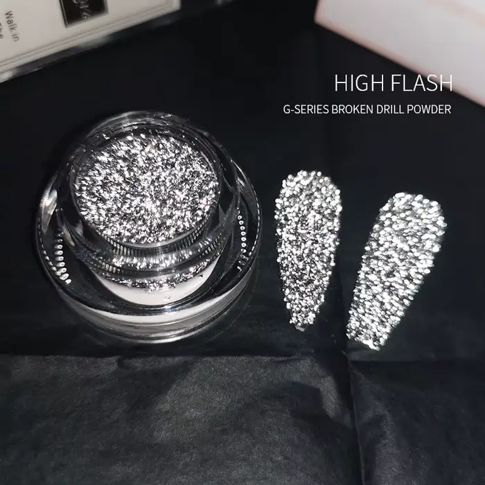 Poudre de paillettes pour ongles, diamant réfléchissant brillant, argent holographique, Micro perceu