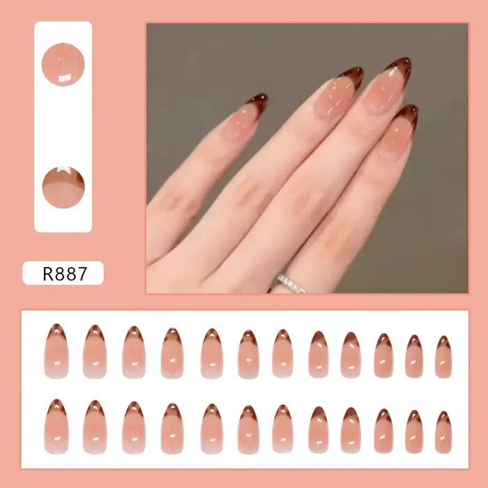 Faux ongles français léopard, 24 pièces, N64.Blush, automne et hiver, moyen, court, presse sur N64.a